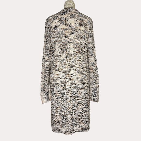 Knox Rose Long Cardigan Sweater Open Front Marled Beige M bv - Picture 6 of 8